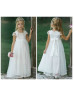 Cap Sleeve Ivory Lace Tulle Ankle Length Flower Girl Dress